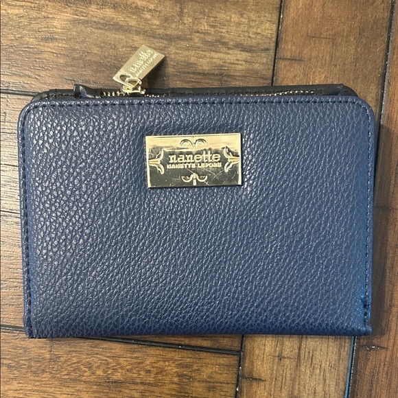 Nanette Lepore Handbags - Nanette Lepore Midnight Blue Wallet with Gold Accents EUC